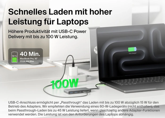 Belkin Connect USB-C 7-in-1 Multiport Hub Adapter, USB-C 3.0 [Stecker], schwarz