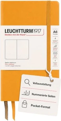 Leuchtturm1917 Pocket Notizbuch, A6, glatt, Hardcover, rising sun, 93 Blatt