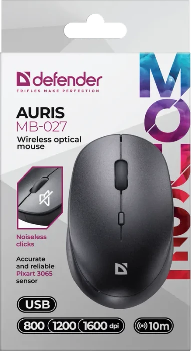 Defender Auris MB-027 Silent Wireless Optical Mouse schwarz, USB