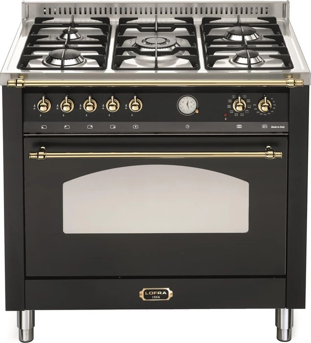 Lofra DOLCEVITA 90 RNMG96MFT/Ci Elektroherd mit Gas-Kochfeld messing finish
