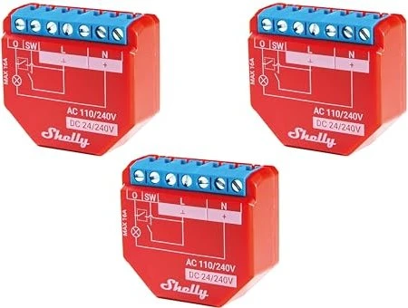 Shelly Plus 1PM, 1-Kanal, Unterputz, Schaltaktor, 3er-Pack