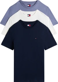 Tommy Hilfiger Flag Extra Slim 3er-Pack T-Shirt kurzarm ecru/dark night/blue moment (Herren)