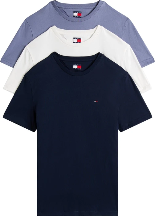 Tommy Hilfiger Flag Extra Slim 3er-Pack T-Shirt kurzarm ecru/dark night/blue moment (Herren)