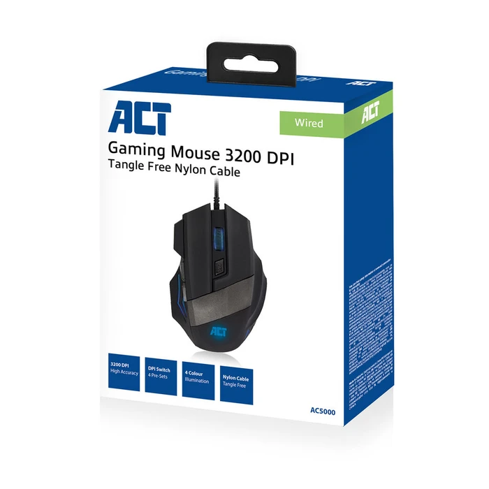 Act Gaming Mouse 3200dpi schwarz, USB