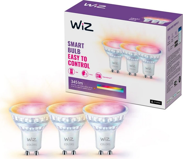 WiZ Spot LED 4.7-50W GU10 PAR16 RGB, 3 Stück