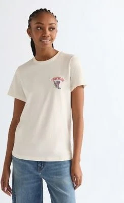 Wrangler Round T-Shirt kurzarm worn white (Damen)