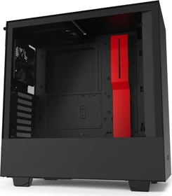NZXT H510, schwarz/rot, Glasfenster