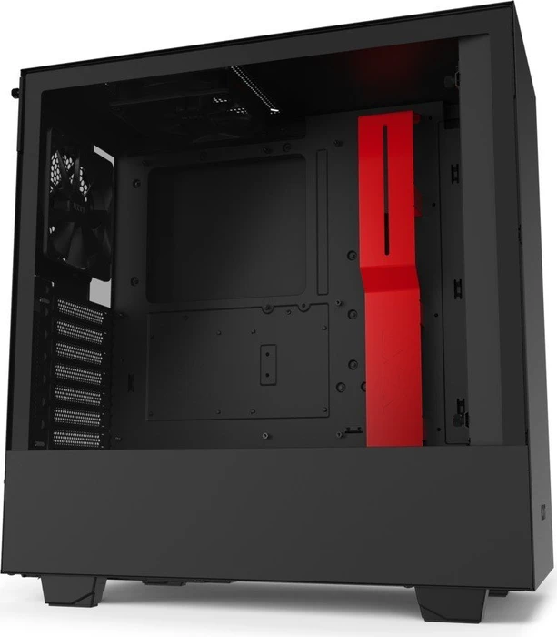 NZXT H510, schwarz/rot, Glasfenster