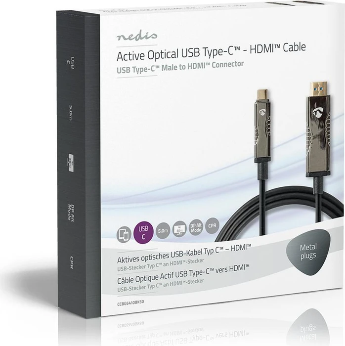 Nedis USB-C 3.1 [Stecker] auf HDMI [Stecker] 4K 60Hz Adapterkabel schwarz, 5m