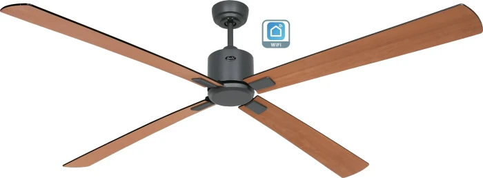 CasaFan Eco Neo III 180 BG-SW/TK WiFi Deckenventilator schwarz/teak/basaltgrau