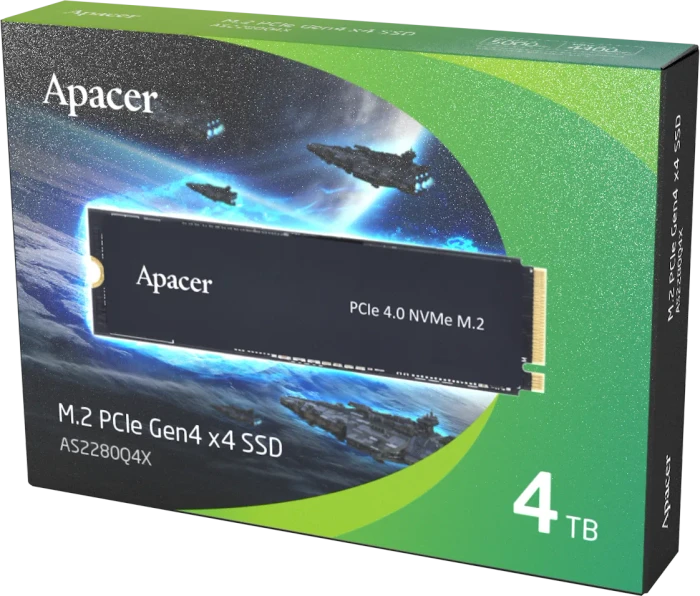 Apacer AS2280Q4X 4TB, M.2 2280 / M-Key / PCIe 4.0 x4, Kühlkörper