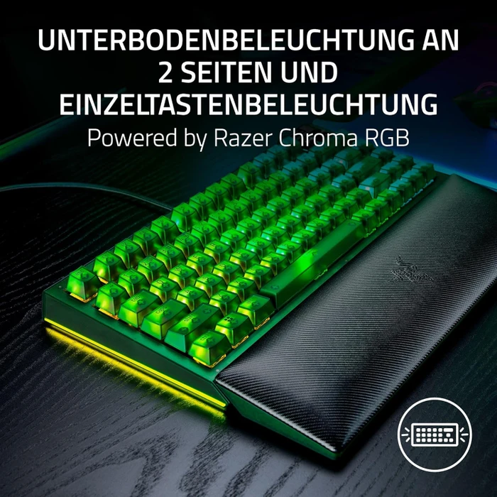 Razer BlackWidow V4 75%, Phantom Green - 20th Anniversary Edition, hot-swap, Razer ORANGE Tactile Gen-3, USB/Bluetooth, US