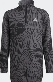 adidas Future Icons Hybrid Animal Print Cotton Loose Half-Zip Kleid grey six/black/white (Junior)
