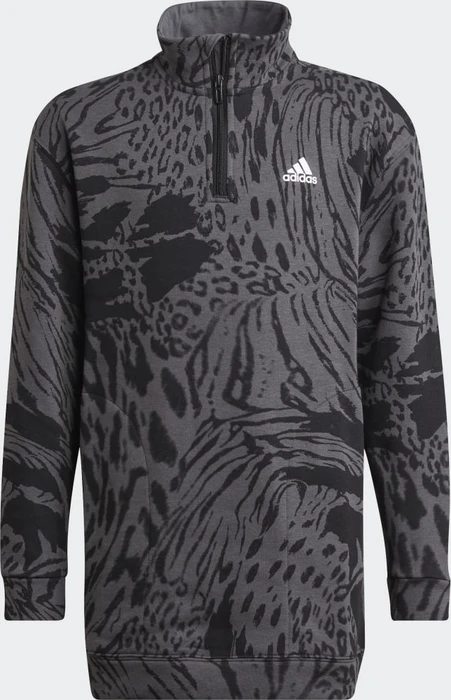 adidas Future Icons Hybrid Animal Print Cotton Loose Half-Zip Kleid grey six/black/white (Junior)