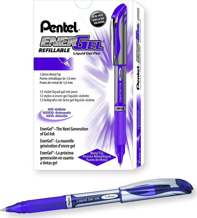 Pentel EnerGel BL110 1.0mm/0.5mm Gelroller violett/silber, 12er-Pack