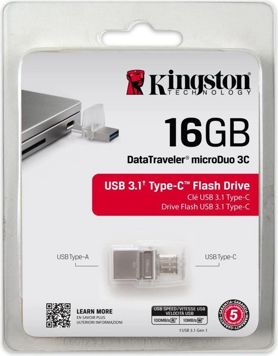 Kingston DataTraveler microDuo 3C 16GB, USB-A + USB-C, USB 3.2 Gen 1×1