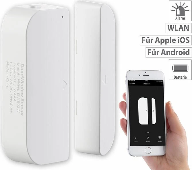 Luminea XMD-102.app Tür- und Fensteralarm, Schließ-/Öffnungssensor