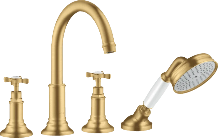 Hansgrohe Axor Montreux 4-Loch Fliesenrandarmatur mit Kreuzgriffen brushed goldoptik