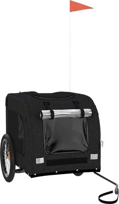 vidaXL Hunde 69x133.5cm Fahrradanhänger schwarz/grau