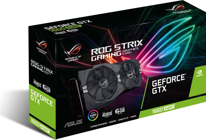 ASUS ROG Strix GeForce GTX 1660 SUPER Advanced, ROG-STRIX-GTX1660S-A6G-GAMING, 6GB GDDR6, 2x HDMI, 2x DP