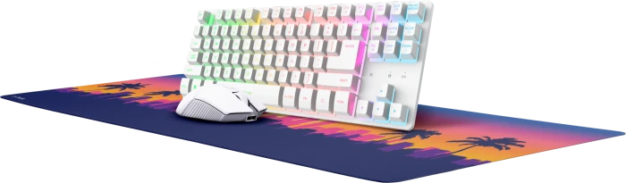 Trust Gaming GXT 882 3-in-1 Gaming-Bundle, Wireless TKL Keyboard & Mouse + XXL Mousepad Miami Style, USB, DE