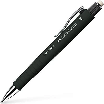 Faber-Castell Poly Matic Druckbleistift B 0.7mm graphit, schwarz, Radierer
