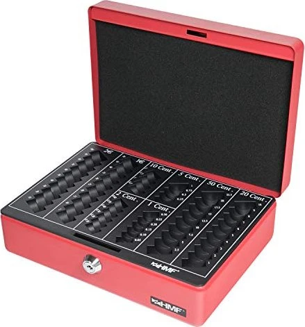 HMF 208 Geldkassette, rot, Schlüsselschloss