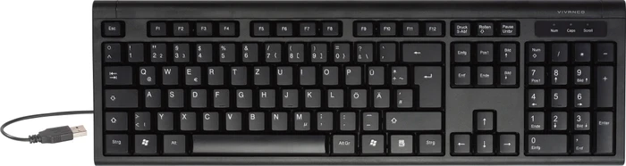 Vivanco IT-KB PS2 Full Size Tastatur mit Ziffernblock und PS2 Adapter, PS/2 & USB, DE
