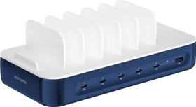 4smarts Ladestation Team 100W 5C/1A inkl. 6 Kabel blau/weiß