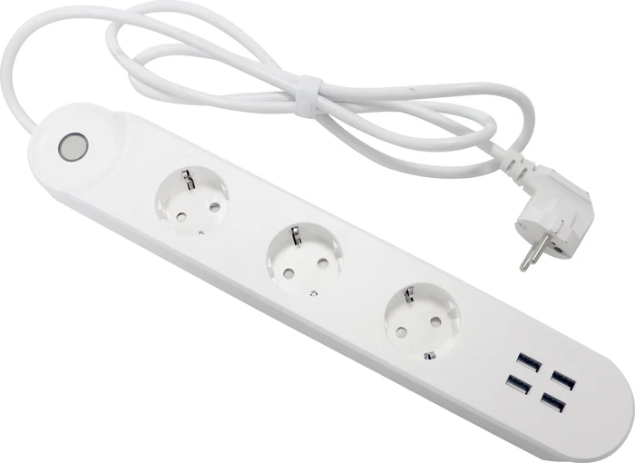 Denver SHP-300U Smart Steckdosenleiste 3-fach, 3680W, 4x USB-A, Smart-Steckdosenleiste