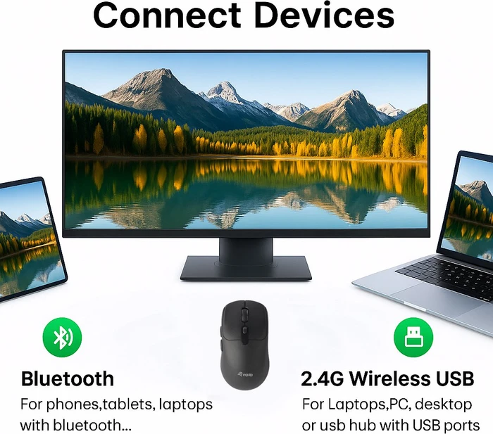 Equip Dual Mode Wireless Mouse schwarz, USB/Bluetooth