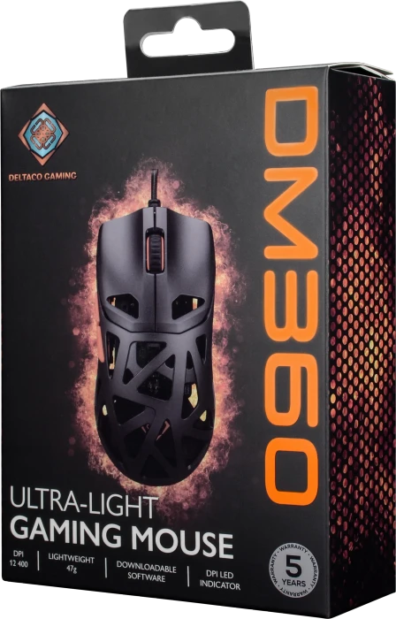 Deltaco DM360 Ultra-Lightweight Gaming Mouse schwarz, USB