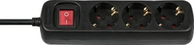 Brennenstuhl BAT-Line Steckdosenleiste mit Schalter, 3-fach, 1.4m, schwarz