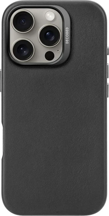 Decoded Leather Back Cover für Apple iPhone 16 Pro schwarz