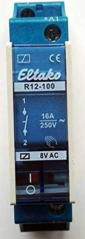 Eltako R12-100-8V Schaltrelais 8V. 1 Schließer 16A/250V AC
