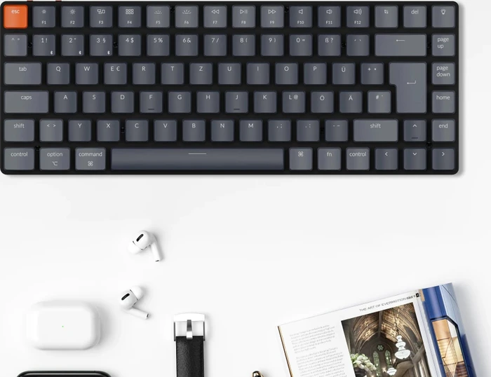 Keychron K3 V2, 75% TKL, LEDs weiß, hot-swap, schwarz/grau, Keychron LOW PROFILE Optical BROWN, USB/Bluetooth, DE