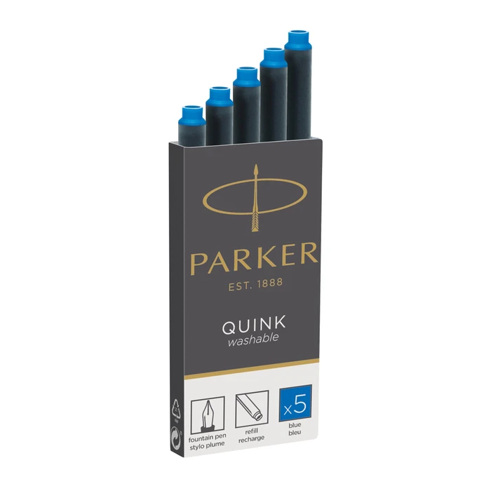 Parker Quink Großraum-Tintenpatrone washable blue, 5er-Pack