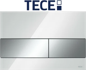 TECE TECEsquare WC-Betätigungsplatte Glas für Zweimengentechnik 220x150x11mm glas weiß glänzend, tasten chrom glänzend