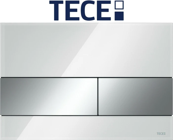 TECE TECEsquare WC-Betätigungsplatte Glas für Zweimengentechnik 220x150x11mm glas weiß glänzend, tasten chrom glänzend