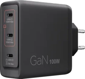 Lenovo Multi-port USB-C 100W GaN Charger, 2x USB-C + 1x USB-A, 100W