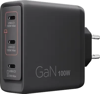Lenovo Multi-port USB-C 100W GaN Charger, 2x USB-C + 1x USB-A, 100W