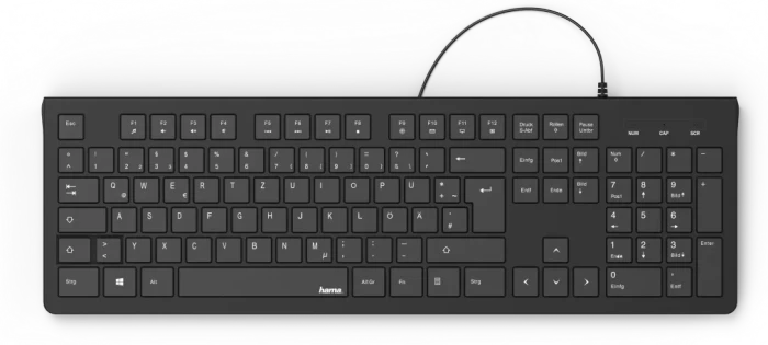 Hama KC-200 Basic Tastatur, schwarz, USB, DE
