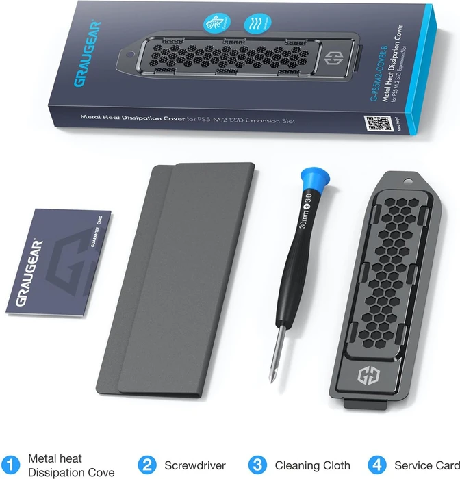 Graugear G-PS5M2-COVER M.2 SSD Kühlkörper-Abdeckung für PlayStation 5, schwarz