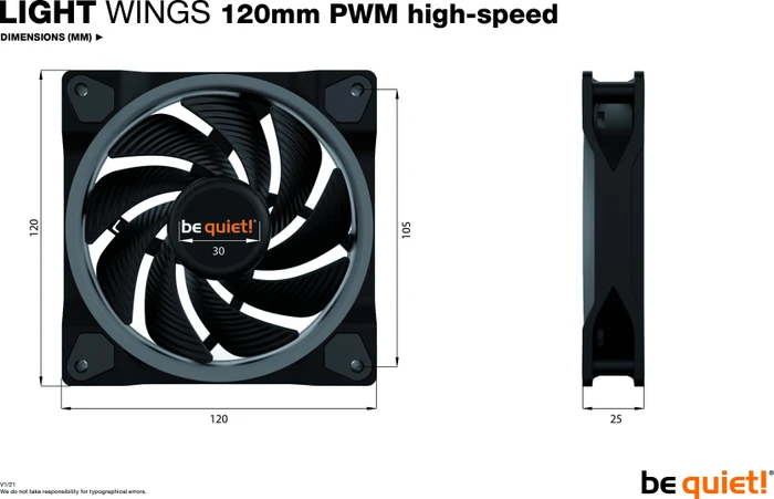 be quiet! Light Wings PWM High-Speed, LED-Steuerung, 120mm, 3er-Pack