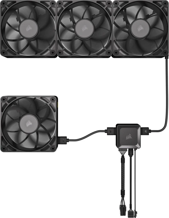 Corsair iCUE LINK RX120 Max Starter Kit, schwarz, LED-Steuerung, 120mm, 3er-Pack