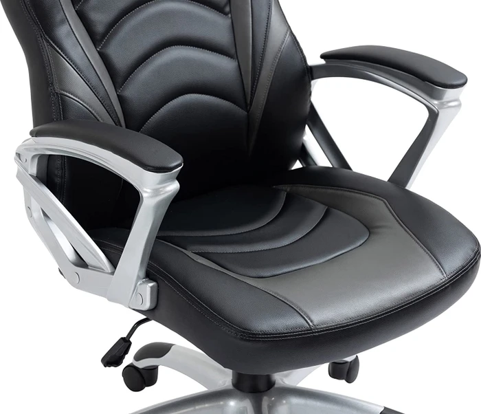 CLP Foxton Kunstleder Gamingstuhl, schwarz/grau