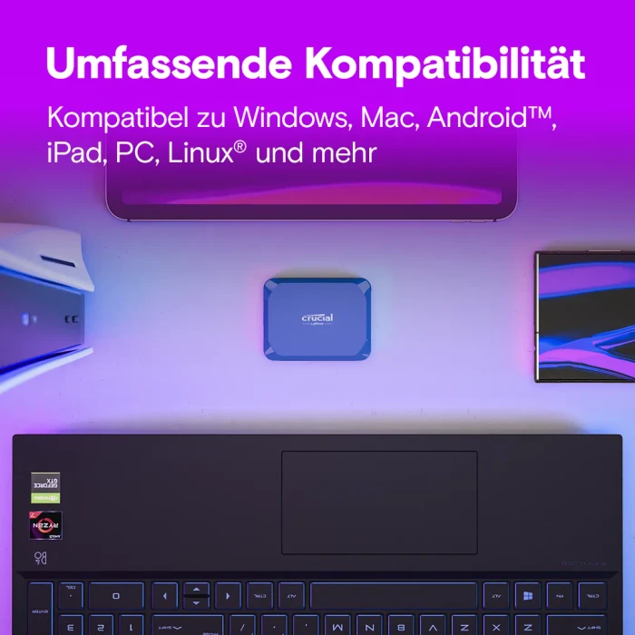Crucial X10 Portable SSD, blau, 2TB, USB-C 3.2