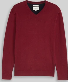 Tom Tailor Strickpullover mit V-Ausschnitt aus Baumwolle Strickpullover rot (Herren)