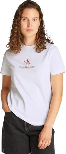 Calvin Klein Shadow Graphic Regular Fit T-Shirt kurzarm brilliant white (Damen)