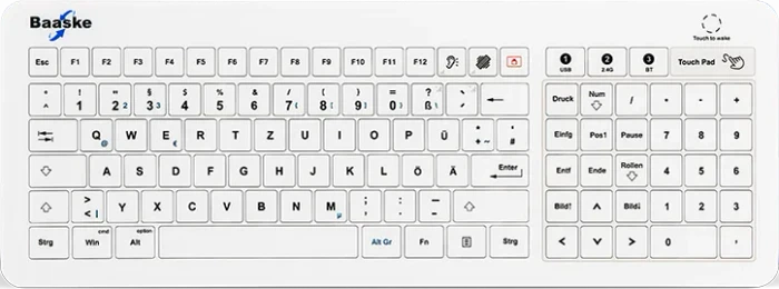 Baaske GL01 Medizinische Glastastatur, mit Touchpad, USB/Bluetooth, DE